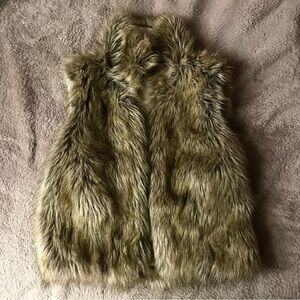 Faux Fur Vest in Brown and Tan